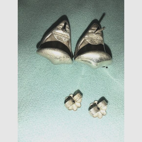 Rare & retired fall leaf Tiffany & Co Sterling Silver 925 earrings with pouch - Picture 5 of 5